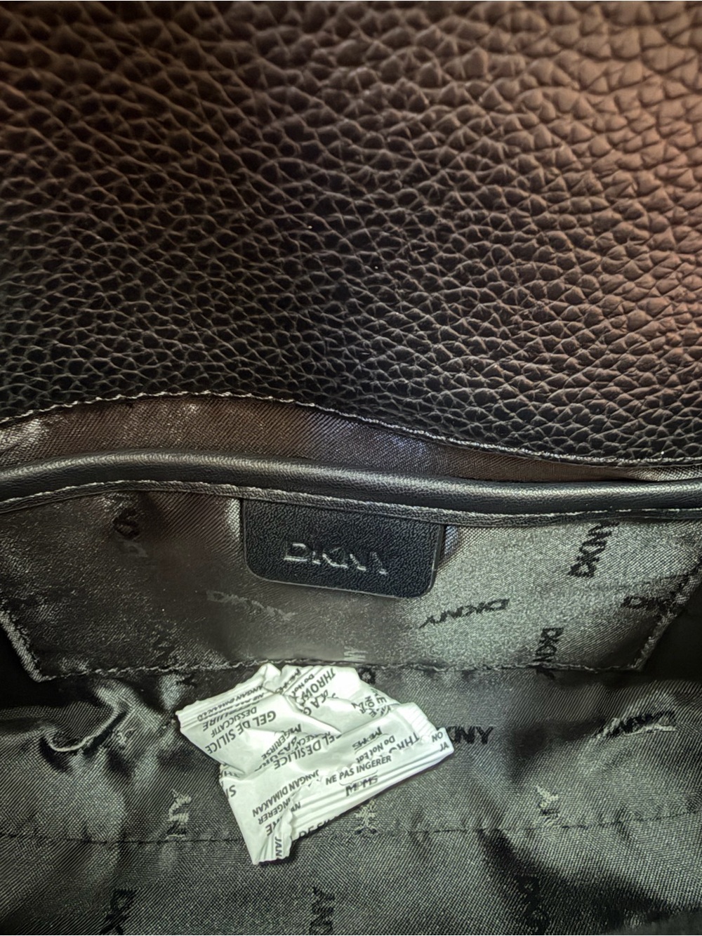 DKNY Pebbled Leather Crossbody small Bag in Black - Picture 6 of 7